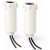 prometeo electronics Set 2 Portalampade E14 Candela in Legno Bianco 60mm con Supporto M10x1 Ricambio