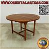 Tavolo tondo da giardino allungabile con piano a doghe in legno di teak