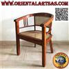 Poltrona tondeggiante in teak e paglia di vienna (tripla fascetta)