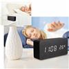 Orologio Sveglia Digitale Legno Display Led Temperatura Allarme Cubo Tavolo linq