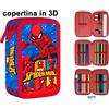Gesco Astuccio Spiderman Scuola 3 zip triplo con pennarelli Giotto e accessori