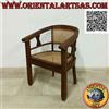 Poltrona tondeggiante in legno di teak e paglia di vienna (fascetta singola)