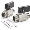 Bwintech 2 Pz 3/8 BSP Maschio x Maschio nichelato Ottone Mini Valvola A Sfera Valvola di
