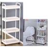 Carrello Salvaspazio a 4 Ripiani con Ruote Organizer Multifunzione Bianco cir