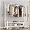 Stender Stand Appendiabiti Attaccapanni Barra Doppia Metallo Rotelle Bianco reb