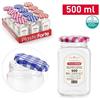 Set 12 Pezzi Contenitore Barattolo In Plastica Con Coperchio Metallo 500ml dfh