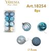 Serie Set 8 Pezzi Palle Palline Albero Di Natale Celeste 7cm Addobbi bal