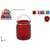 Set 6 Pezzi Vasetti Bicchiere Di Vetro Decorato Colorato Porta Candela 9cm sus