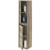 LulloStore Colonna Bagno Sospesa Mobile Legno Moderno Salvaspazio 2 Ante 4 Ripiani Rovere