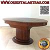 Tavolo ovale allungabile su piede unico centrale a doghe in legno di teak (157x1