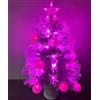 Alberello Albero Di Natale 60cm Con Led Fibra Ottica Rosa dfh