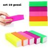 Set 10 Pezzi Buffer Fluorescente Mattoncino Lima Unghie Ricostruzione Nails dfh