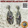 Oriental Art S.a.s. Orecchini Argento 925‰ piastra spezzata tempestata di marcasite, ametista natura