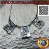 Oriental Art S.a.s. Collana in argento 925 ‰ a maglia snake piatta e tre piastre rettangolari con cu