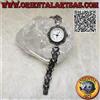 Oriental Art di Faridah & c.s.a.s. Orologio tondo al quarzo in argento 925‰ con cinturino a linee intecciate tempes