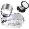 Vki Lente d'ingrandimento 40X gioiellieri, vetro, acciaio inox, portatile