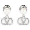 Valentino Women Cubic V Logo Pearl Earrings (Silver) 6W2J0X81HJY R4S [U]