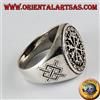 Oriental Art di Faridah & c.s.a.s. Anello d'argento 925 , vegvisir con Gungnir, lancia di Odino, runa