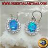 Oriental Art S.a.s. Orecchini in Argento 925‰ opale di fuoco blu incastonato con zirconi (grande)