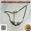 Oriental Art S.a.s. Collana in Argento 925‰ maglia arrotolata con sfera liscia centrale tra coni