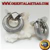 Oriental Art S.a.s. Orecchini in Argento 925‰ a cerchio largo rigato cilindrico e con dischi finali
