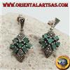 Oriental Art S.a.s. Orecchini in Argento 925‰ smeraldo tondo in una stella di smeraldi e due rombi