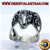 Oriental Art di Faridah & c.s.a.s. Anello Argento 925 Testa Ariete Capra Mendes 3D Imponente Occulto 22 mm 16 g