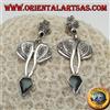 Oriental Art S.a.s. Orecchini in Argento 925‰ onice a forma di diamante e montatura con marcasite