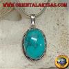 Oriental Art S.a.s. Ciondolo in Argento 925‰ con Turchese Tibetano naturale (grande)