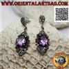 Oriental Art S.a.s. Orecchini Argento 925‰ ametista naturale incastonata su montatura con marcassite