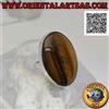 Oriental Art S.a.s. Anello in Argento 925‰ grande occhio di tigre ovale a striature verticali su mon