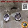 Oriental Art S.a.s. Orecchini Argento 925‰ ametista naturale chiara ovale sfaccettata contornata da