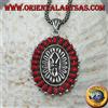 Ciondolo in argento 925 ‰ a scudo con coralli stile nativi ( Indiani d'America )