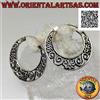 Oriental Art S.a.s. Orecchini in Argento 925‰ cerchi a mezzaluna piatti con decorazione traforata (g