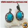 Oriental Art S.a.s. Orecchini in Argento 925‰ turchese ovale con traforo a stella e marcasite