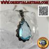 Oriental art sas Ciondolo in argento 925‰ grande topazio blu a goccia incastonato su montatura im