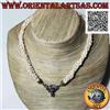Collana in argento 925 ‰ 5 fili di perle di fiume e chiusura tempestata di marca