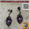 Oriental Art S.a.s. Orecchini Argento 925‰ ametista naturale su montatura romboidale con marcassite