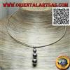 Oriental Art S.a.s. Collana in argento 925 ‰ rigida a girocollo con 4 sfere crescenti pendenti