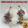 Oriental Art S.a.s. Orecchini in Argento 925‰ rubino tondo in una stella di rubini ovali e due rombi