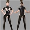 Women Latex Tuta Elasticizzata Body Club Costume Crotchless Al Piede per Bambine