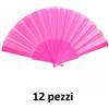 Set 12 Pezzi Ventaglio Tessuto Rosa Feste Matrimonio Caldo Estate bal