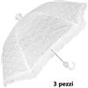 Set 3 Pezzi Ombrello Di Pizzo Bianco Sposa Matrimonio Wedding 55cm bal