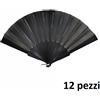 Set 12 Pezzi Ventaglio Tessuto Nero Feste Matrimonio Caldo Estate bal