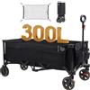 TIMBER RIDGE XXXL Carrello pieghevole 300L 160KG con Freno Reti A Nero Con Freno