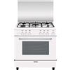 Glem Cucina a Gas 5 Fuochi con Forno a Gas 80x50 colore Bianco