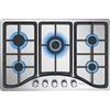 IsEasy Piano Cottura a Gas, 5 Zone di Cottura, Larghezza 76cm, Griglie in 5-Fuochi Inox