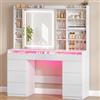 Hzuaneri 108 cm Toeletta Trucco, Postazione Trucco con Piano in Vetro, Striscia