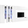 TopQuality Furniture Parete Attrezzata Soggiorno Asimmetrica 340cm Colonne Vetrina Porta Tv