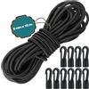 TAIXING Corda Elastica 6mm x 10m, Nero Corde Elastiche con 10 Gancio in Plastica, Resist